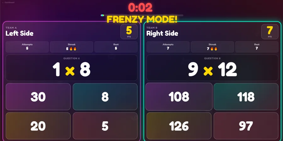Face Off mode with two teams racing side by side